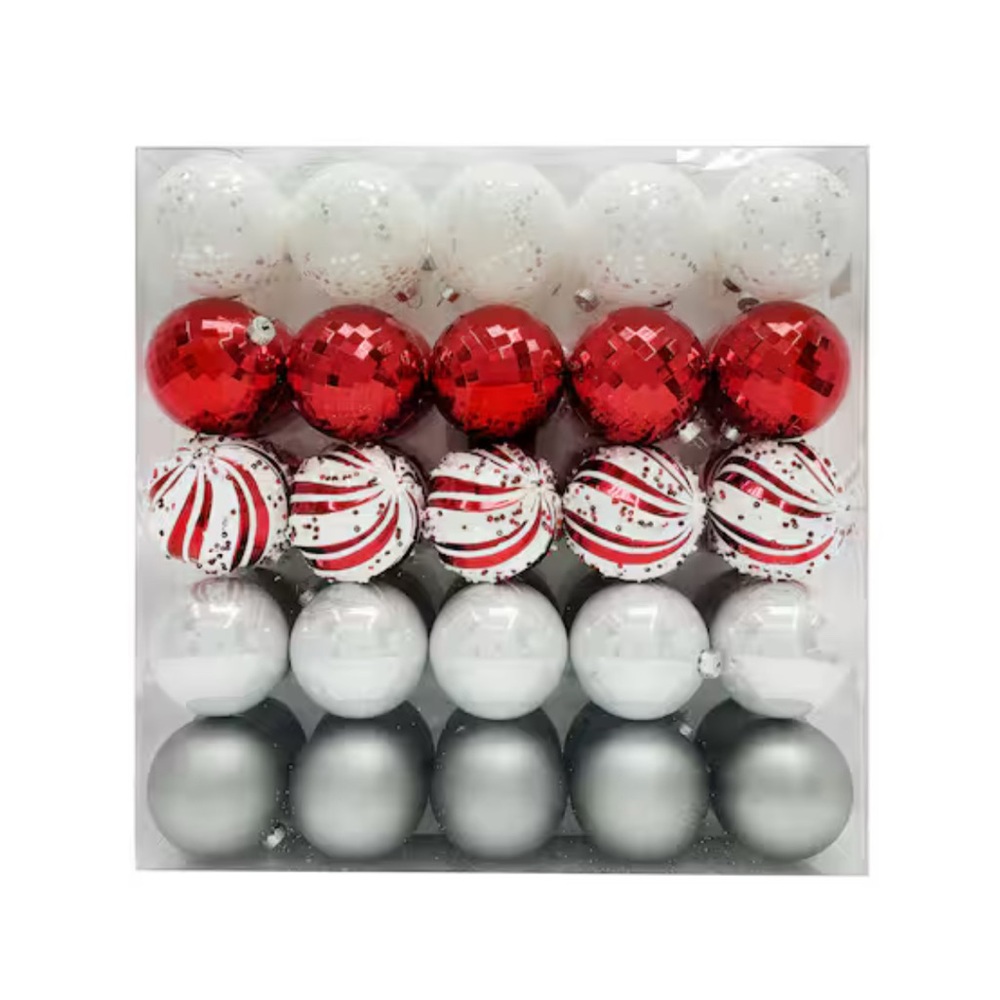 NWT Ashland 50-PACK Festive Red, White, and Silver Holiday Ornaments